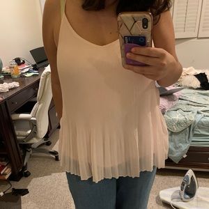 Blush Pink Pleated Sheer Tunic